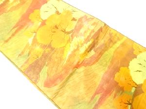 リサイクル　樹木風景模様織出し名古屋帯